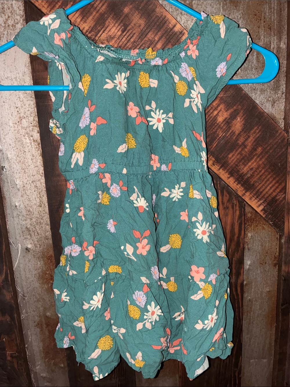 Cat & Jack Teal Floral Ruffle Top